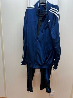 adidas Navy and White Performance Track Jacket and Pants